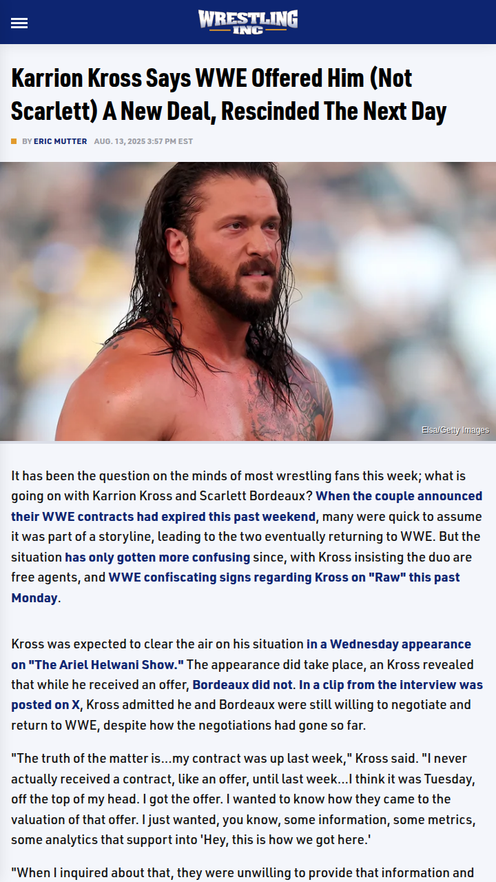 Karrion Kross Contract Drama: WWE Pulls Offer