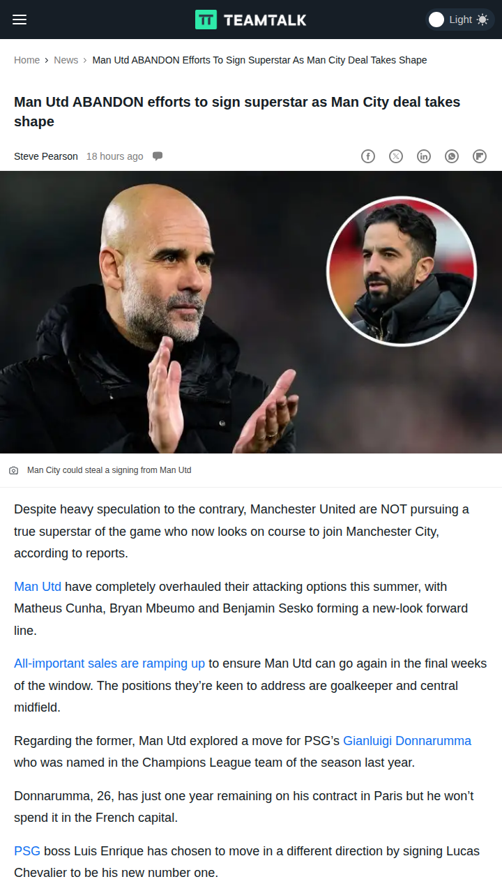 Donnarumma Derby: Red Devils Out, City In?