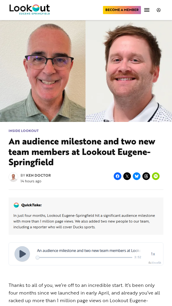 Eugene-Springfield’s news scene hits 1M views!