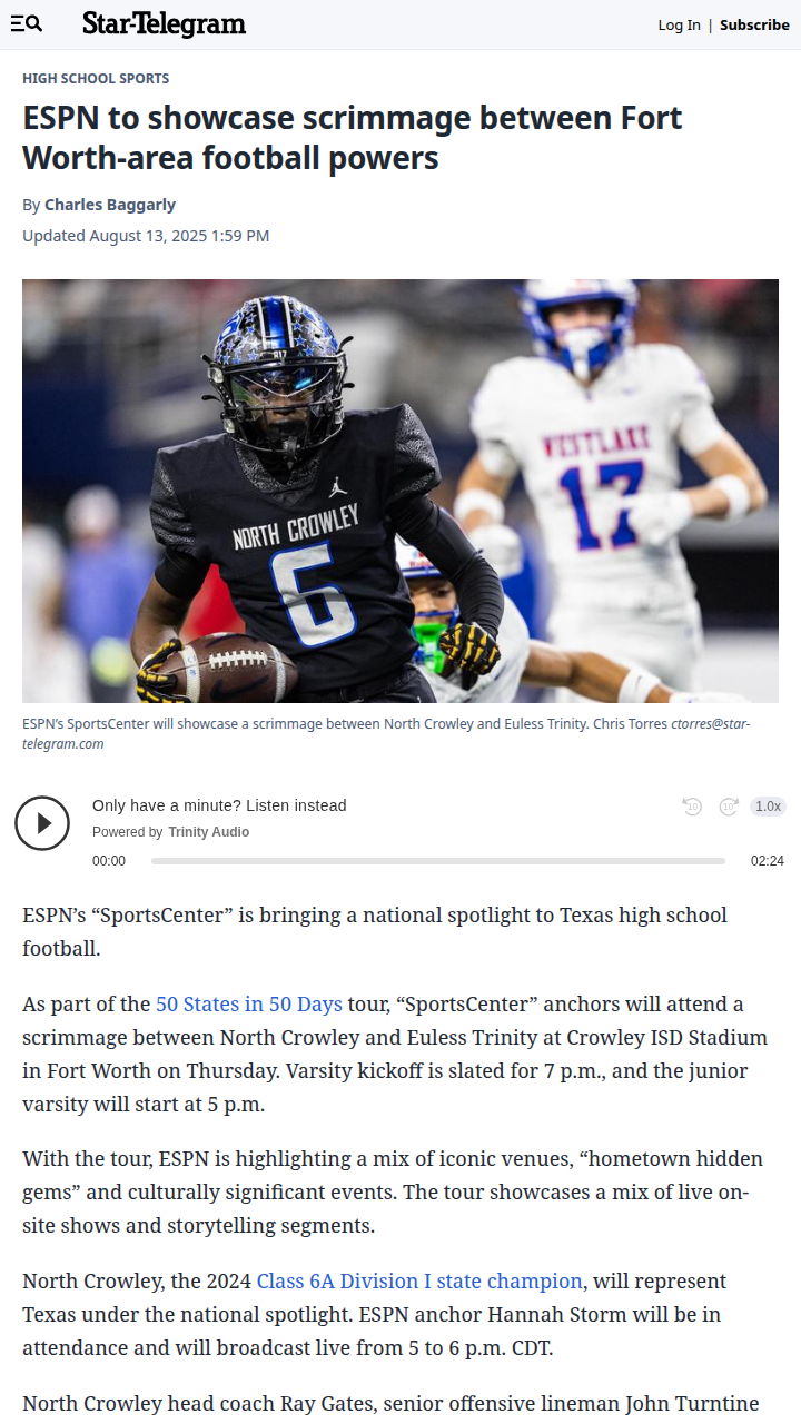 Fort Worth football gets ESPN spotlight
