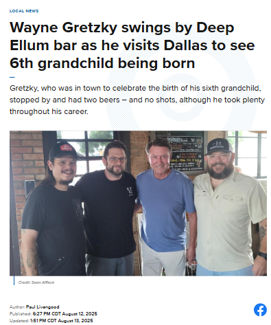 The Great One’s Dallas Bar Visit: Gretzky Sighting!