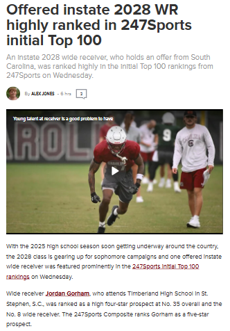 SC’s Jordan Gorham rockets up 2028 football rankings