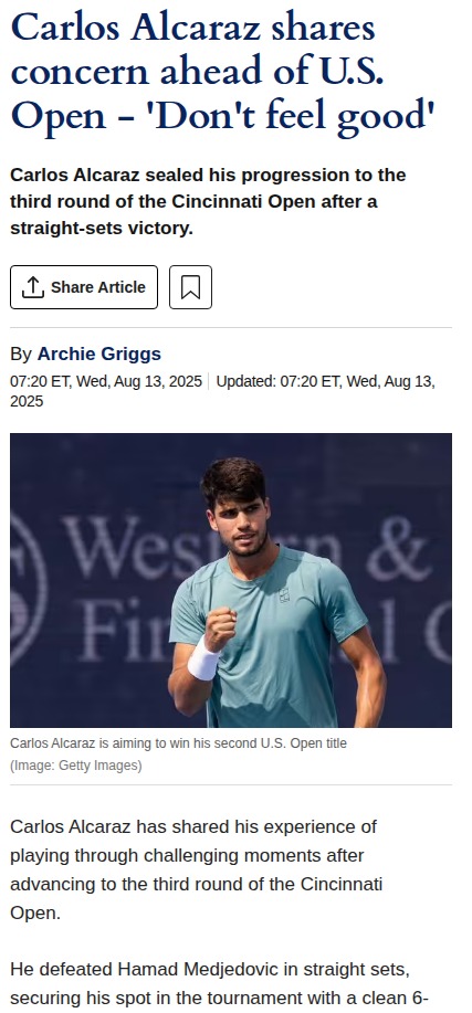 Alcaraz Hits 50 Wins, But Is He U.S. Open Ready?