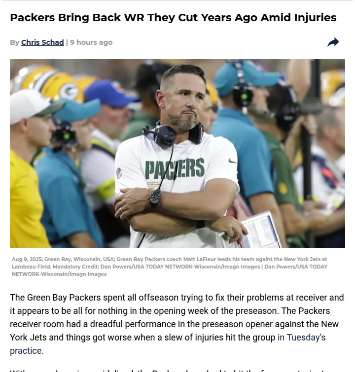 Packers scramble for healthy receivers
