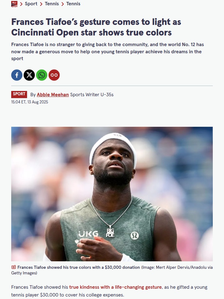 Tiafoe’s $30K Gift Steals Cincinnati Open Spotlight