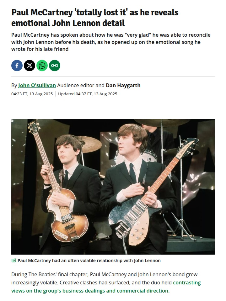 Paul McCartney Breaks Down Over Lennon 💔