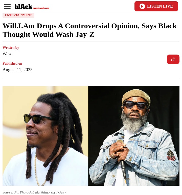 Will.I.Am Stirs the Pot: Black Thought > Jay-Z?🔥