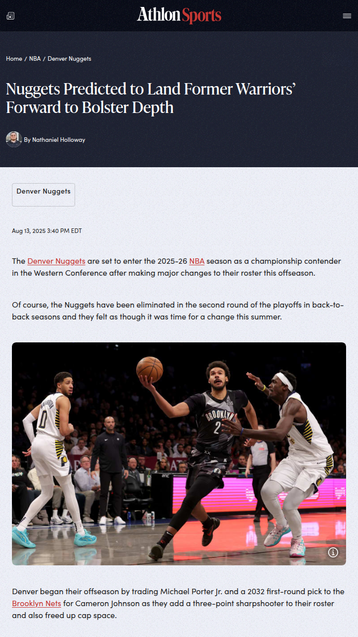 Nuggets Eye 'Slo Mo' for Second Unit Edge
