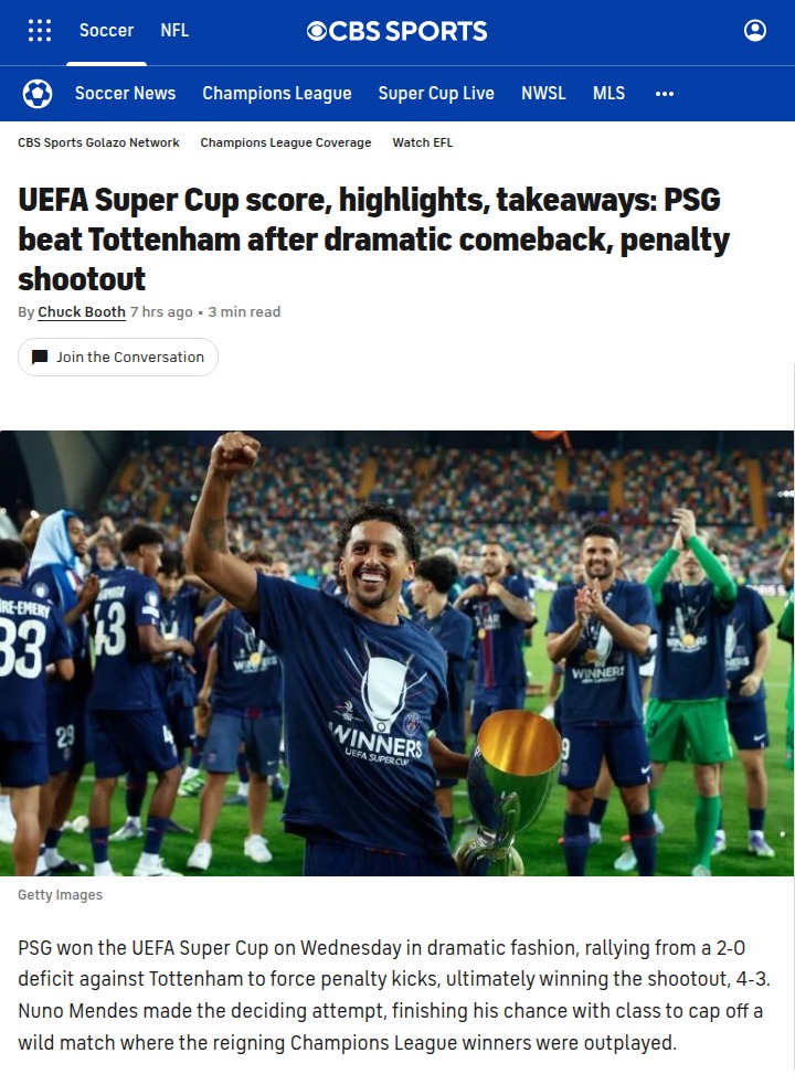 PSG vs Tottenham: Super Cup Comeback Madness