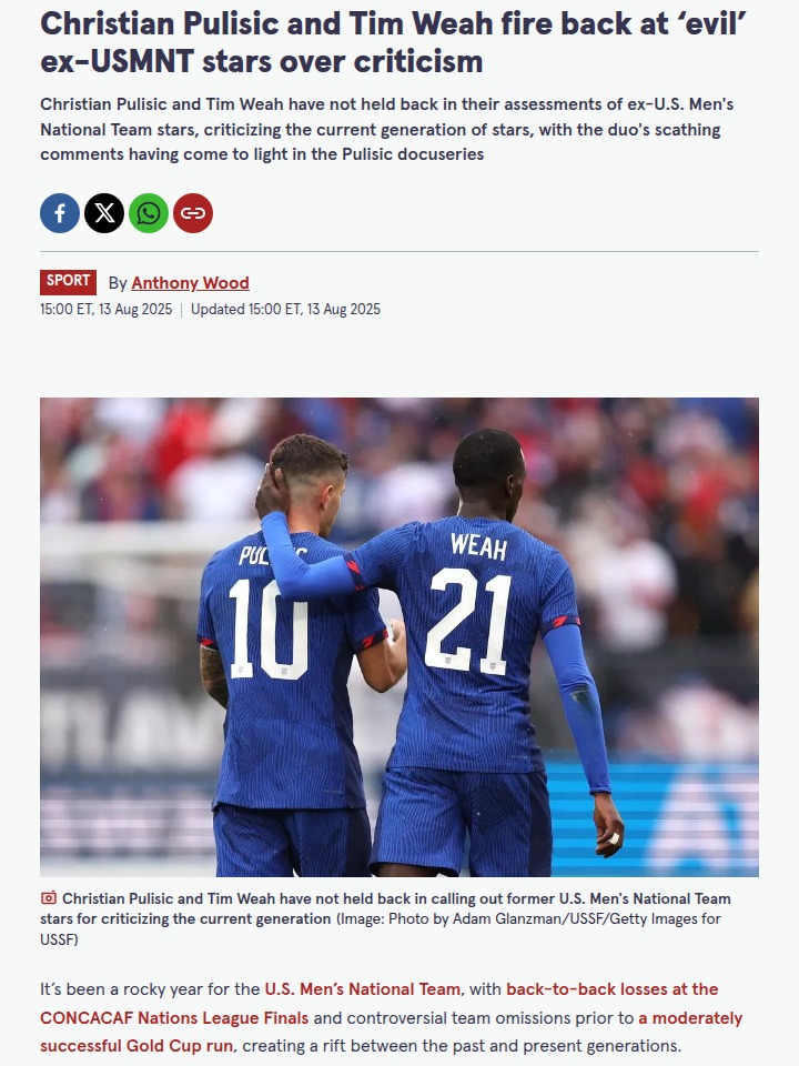 USMNT Stars Clap Back at Legends’ Critique