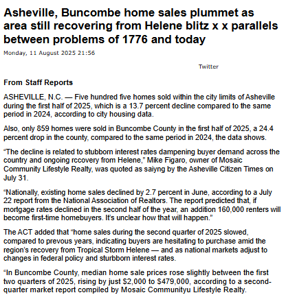 Asheville home sales take a big hit