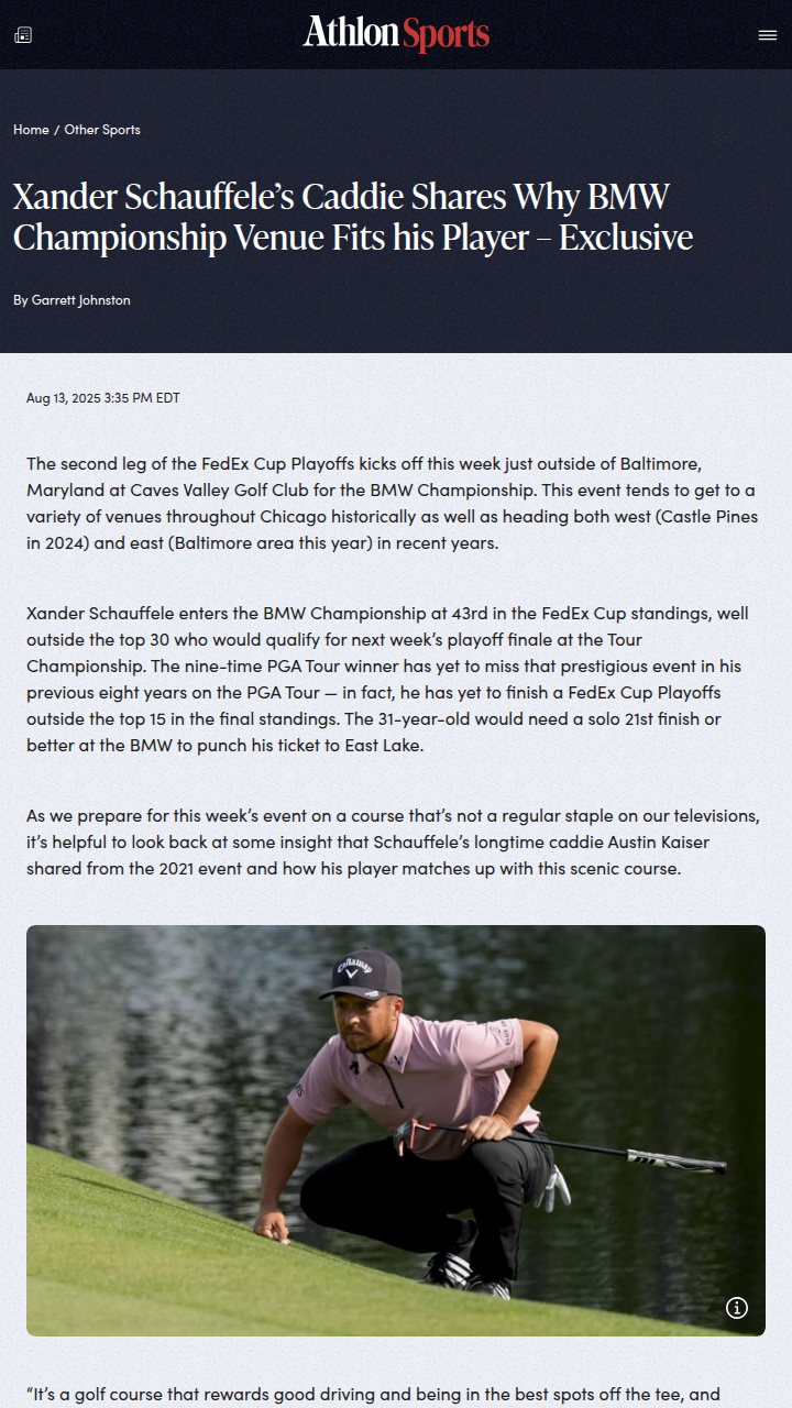 Schauffele’s BMW Playoff Streak on the Line