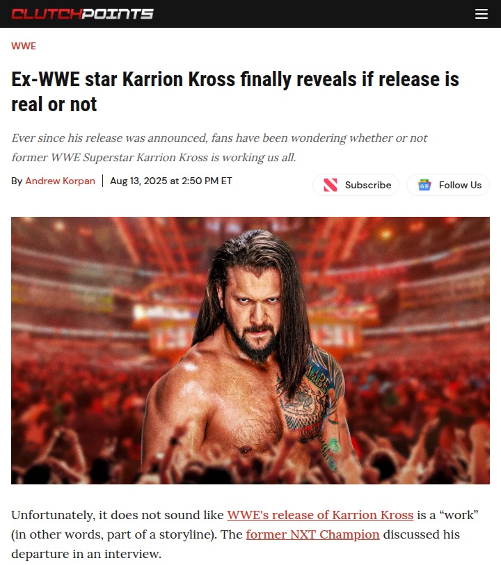 Karrion Kross Breaks Silence on WWE Exit