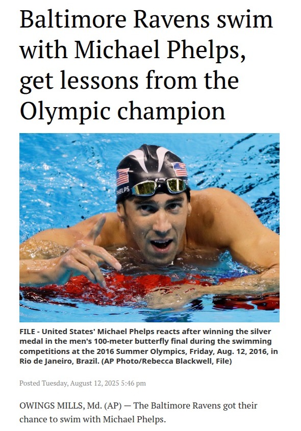 Ravens dive in with Michael Phelps