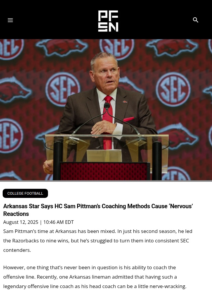 Razorbacks’ O-Line Feels Pittman Pressure