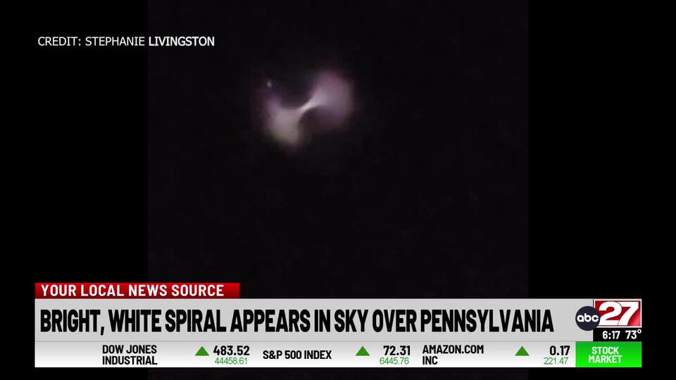Strange spiral lights up Pennsylvania sky