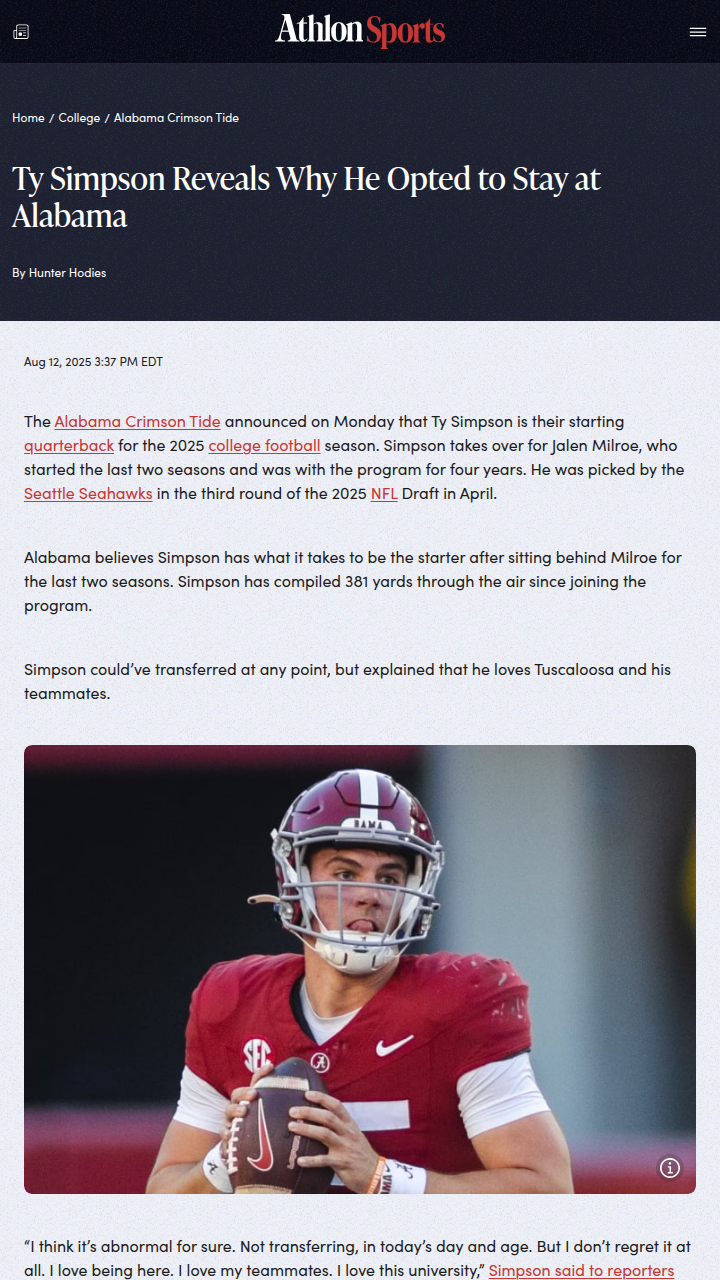 Why Ty Simpson stayed loyal to Alabama