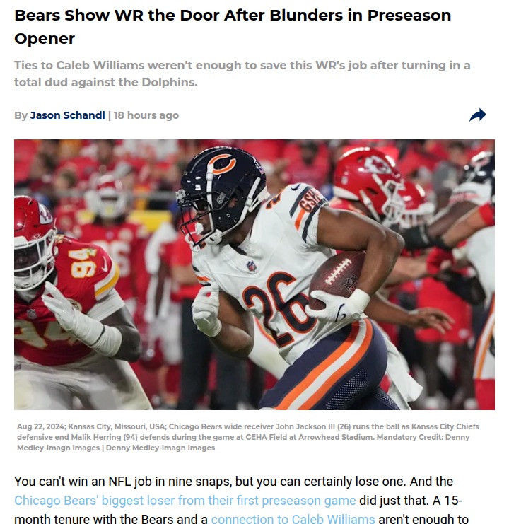 Bears make bold WR cut after preseason flop