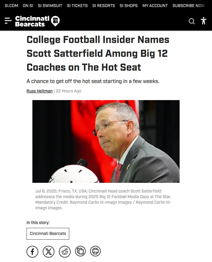 Cincinnati’s Scott Satterfield under pressure