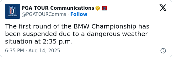 BMW Championship weather throws a curveball