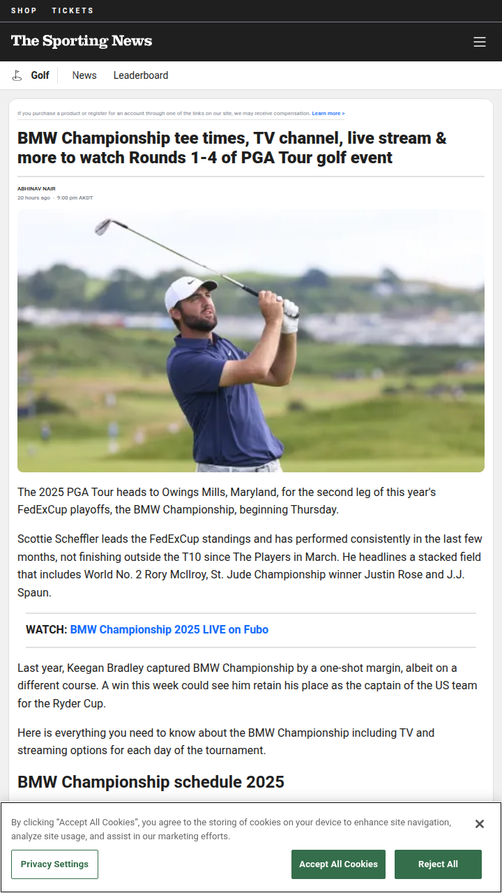 Scheffler vs Rory: BMW Championship Showdown