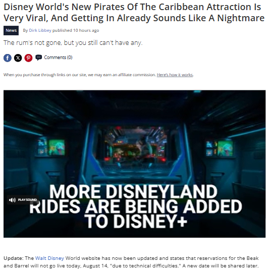Disney World’s pirate tavern launch hits a snag