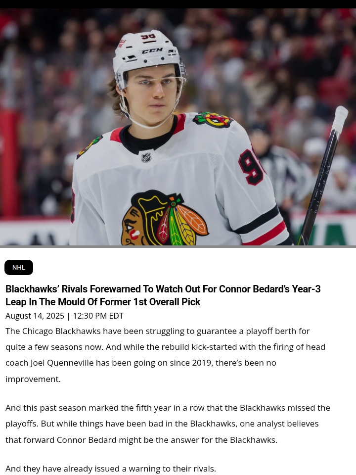 Bedard’s Year 3: Hawks’ Rivals Beware!