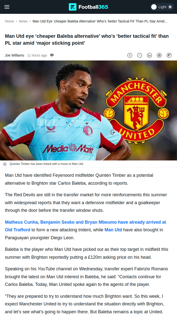 Red Devils Eye Timber Over Pricey Baleba?