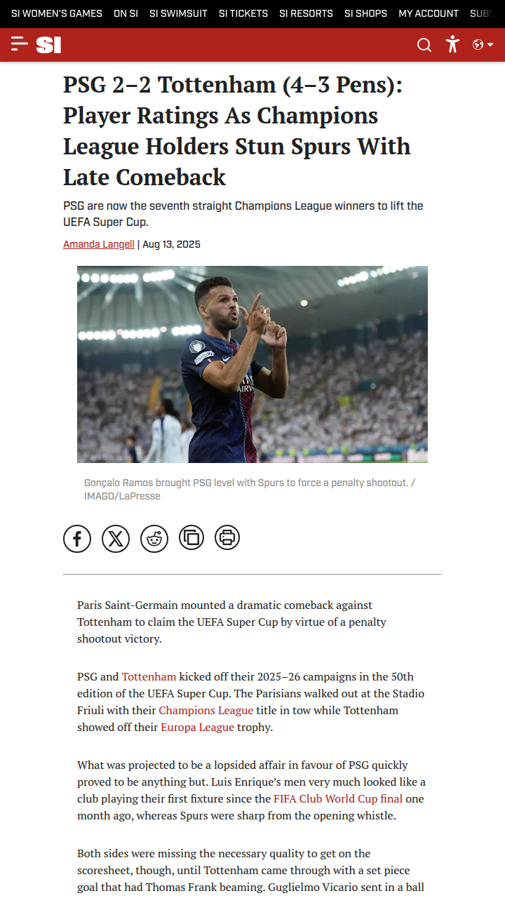 PSG’s Epic Super Cup Comeback vs Spurs!