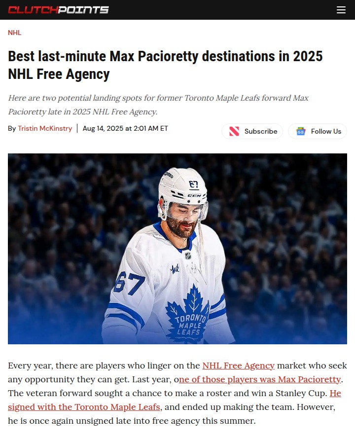 Pacioretty’s Next Stop: Leafs or Wings?