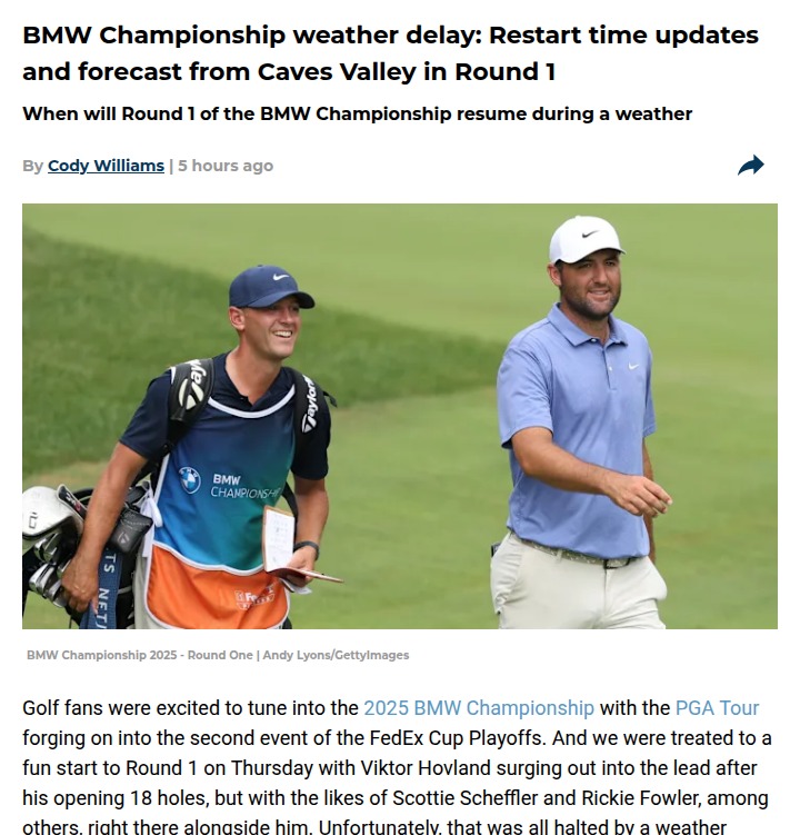 BMW Championship weather throws a curveball
