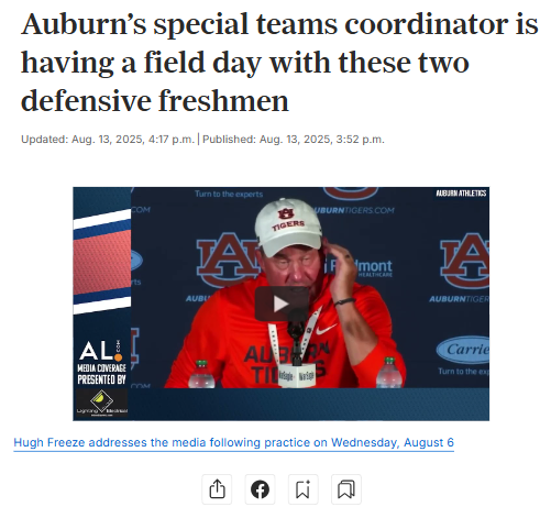Auburn’s freshmen shake up special teams