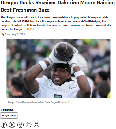Ducks’ Freshman Phenom Moore Ready to Shine