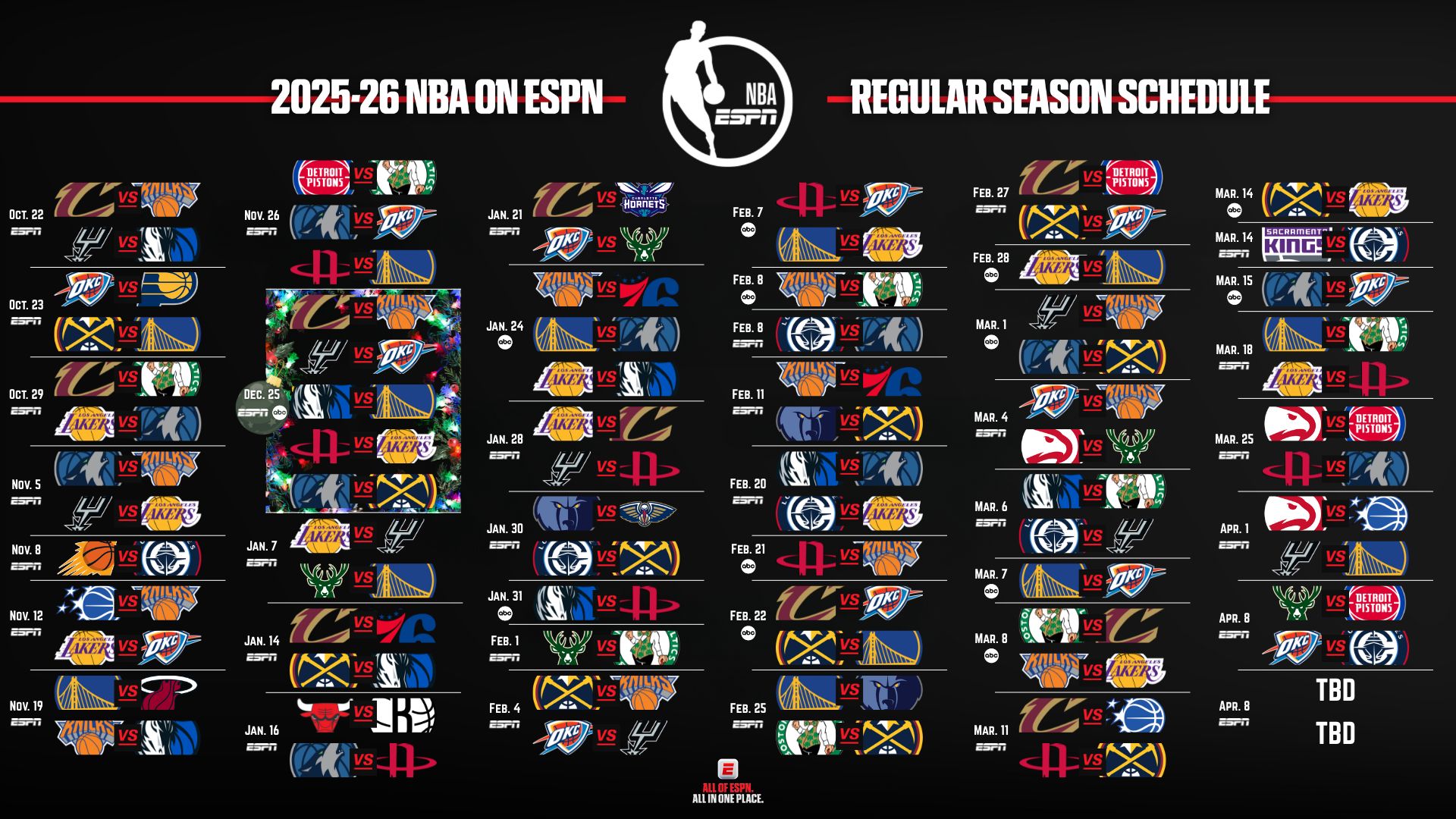 The full 2025-26 NBA season schedule is out!