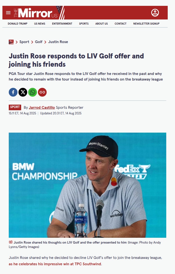 Rose Shuns LIV, Outduels Spaun at TPC