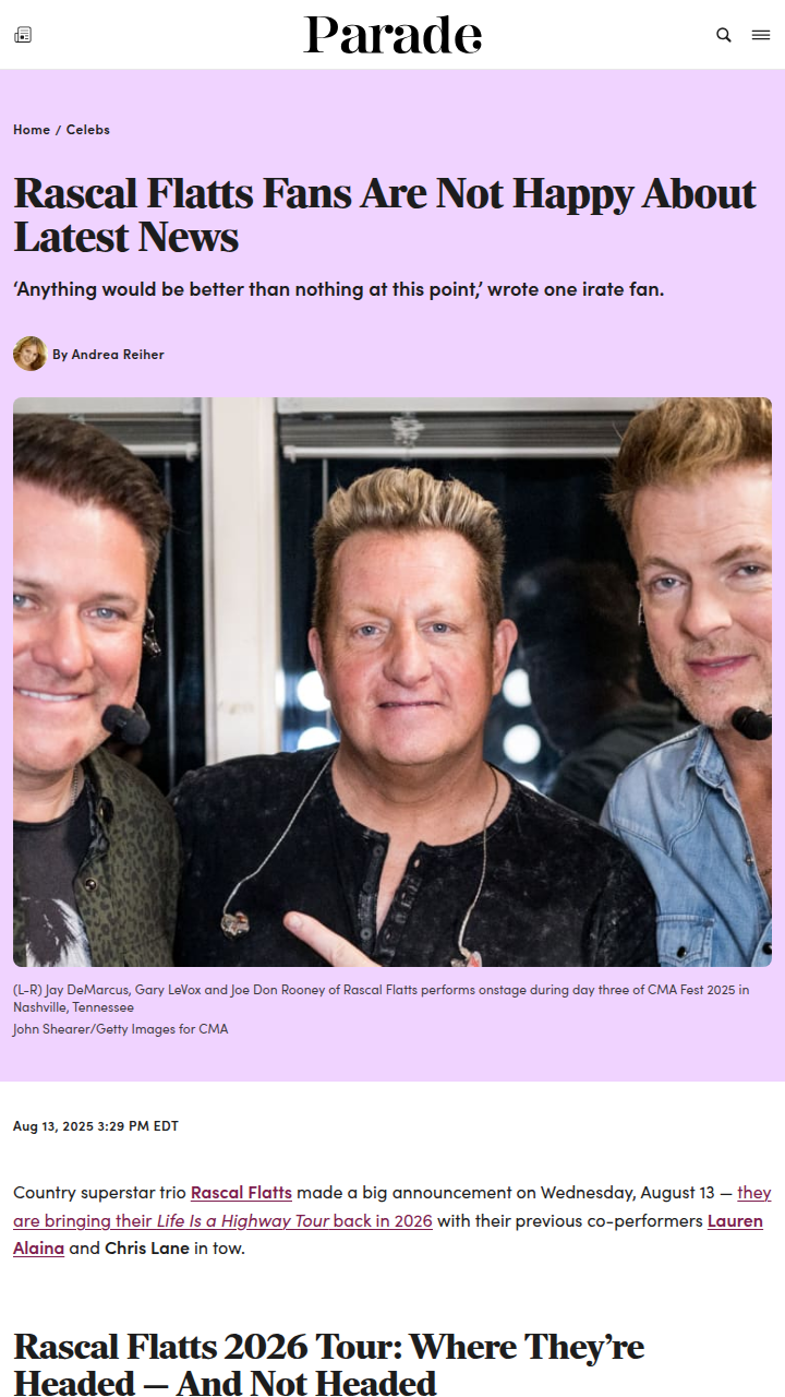 Rascal Flatts Snubs West Coast Again 😬