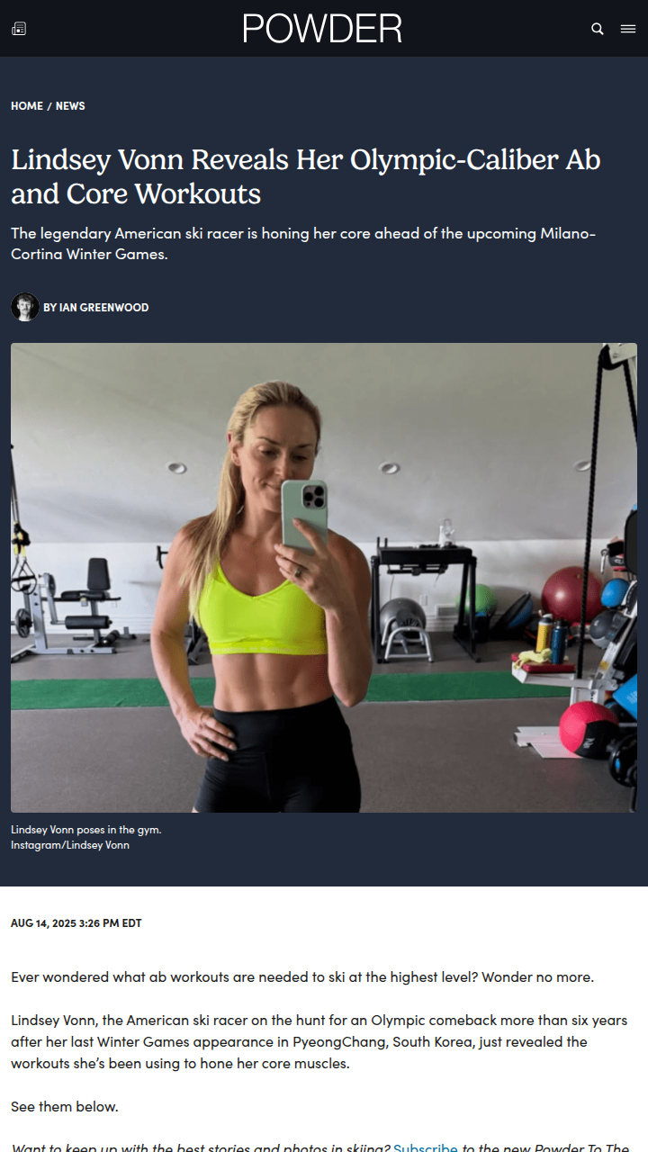 Vonn’s Comeback: Abs of Steel at 40!