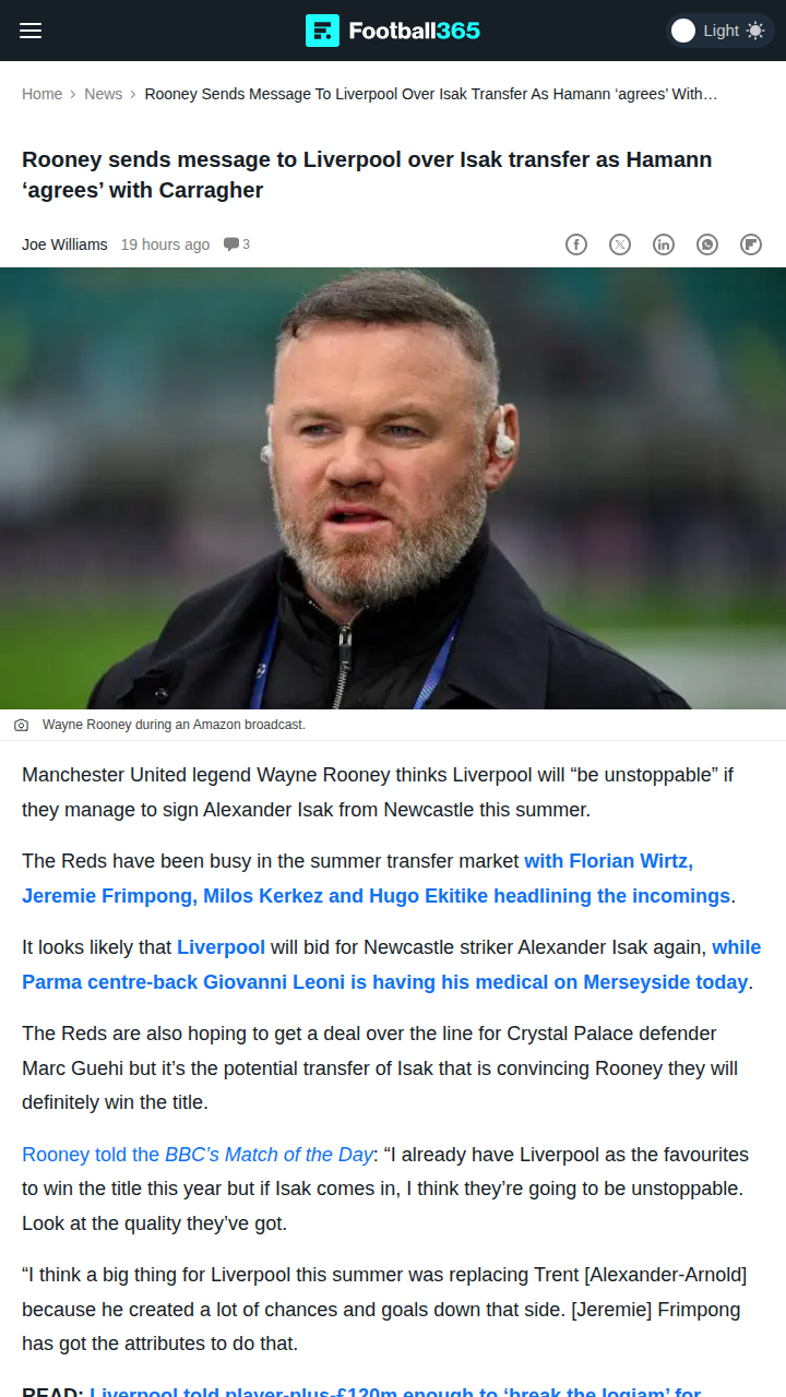 Isak to Liverpool? Rooney, Carra & Hamann Weigh In