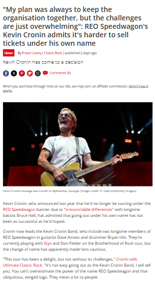 Kevin Cronin Band Drama: REO Split Fallout 🎤