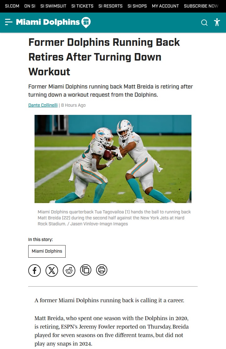 Dolphins RB Room Shakes Up After Breida Declines