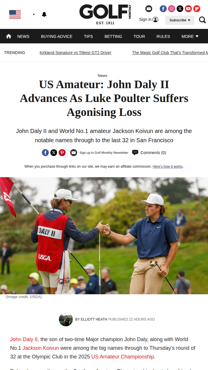 US Amateur: Daly II Edges Out Claycomb