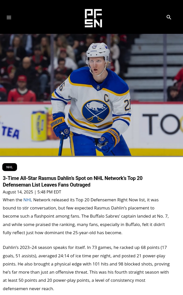 Dahlin’s Top 20 Ranking: Sabres Fans Sound Off