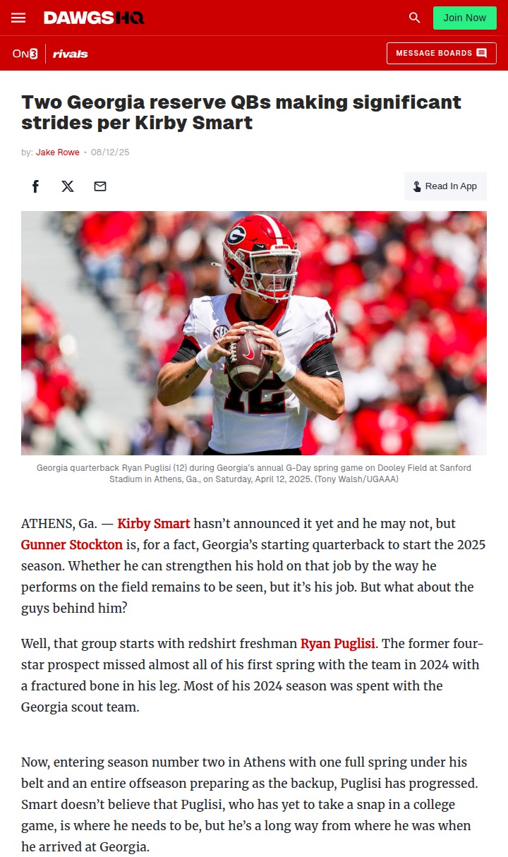Georgia’s QB room heating up for 2025