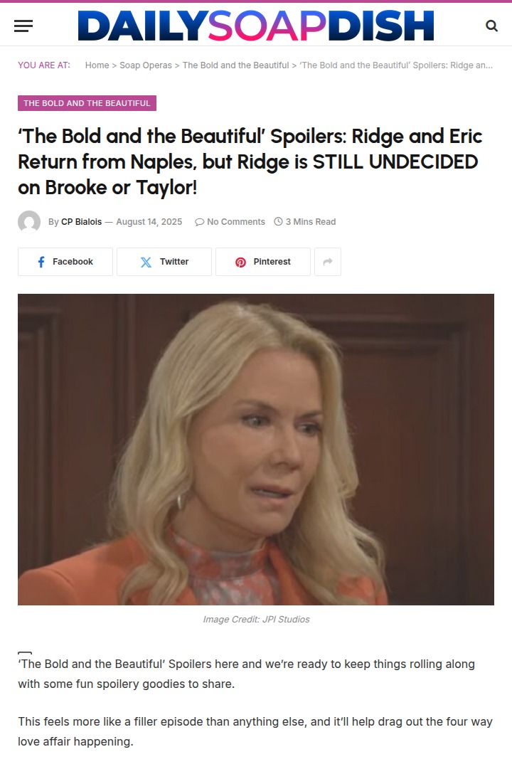 Ridge’s Love Triangle Drama Returns! 🔥