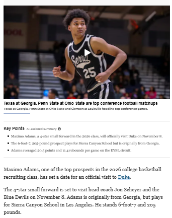 Blue Devils Set Sights on Maximo Adams