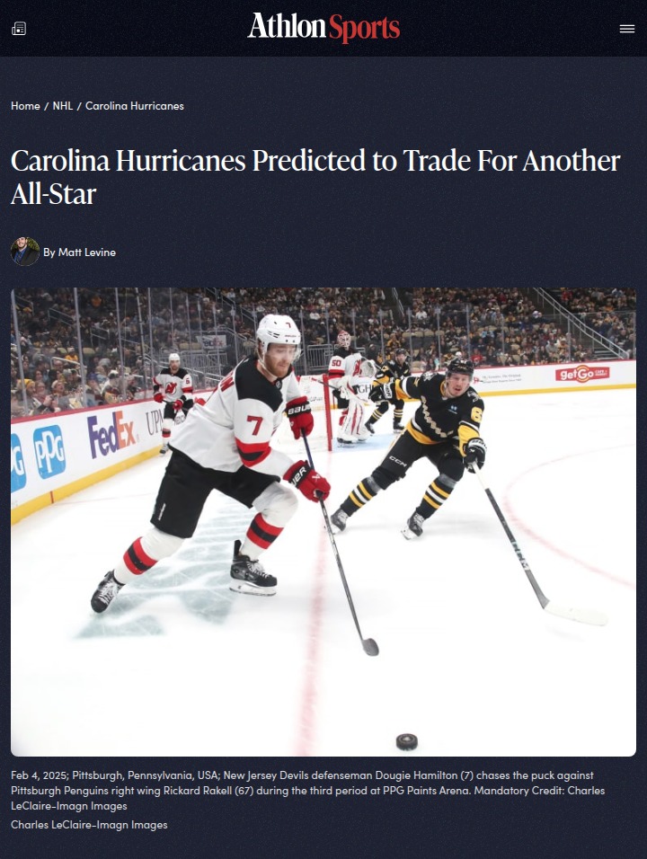 Hurricanes eye another big trade for Cup run