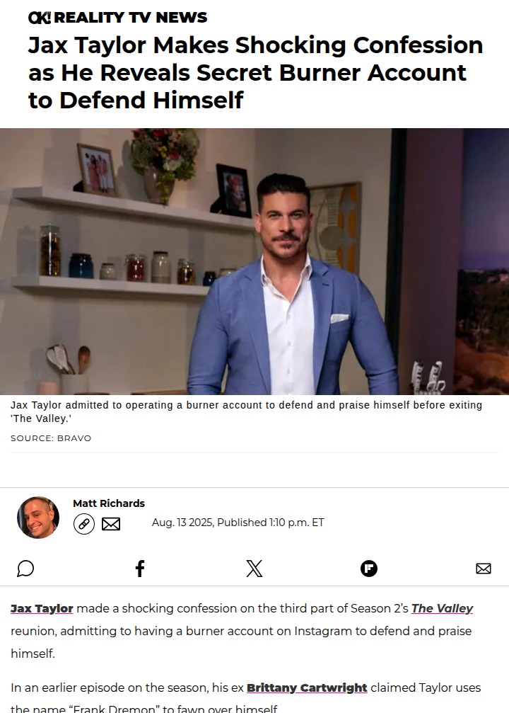 Jax Taylor’s Burner Account Bombshell 😱