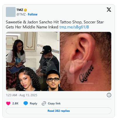 Sancho’s Bold Move: Saweetie Tattoo Sparks Buzz