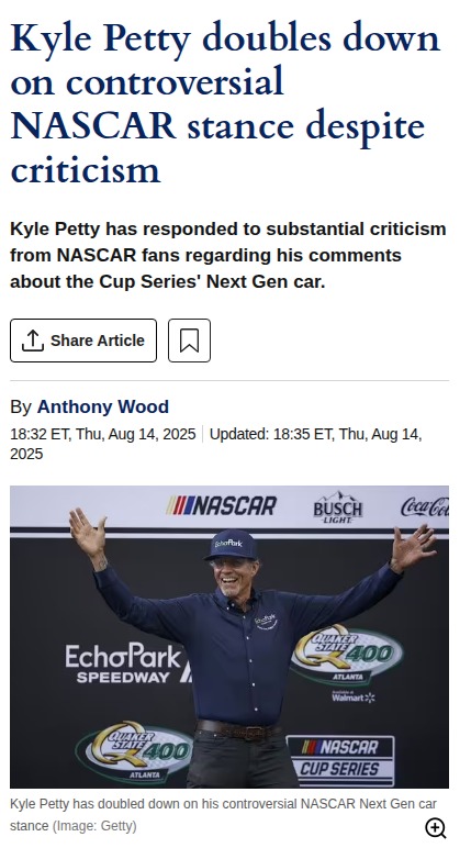 Petty vs. Dale Jr: Next Gen Car Debate Heats Up