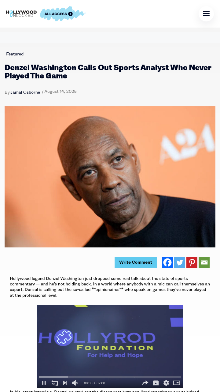 Denzel Washington Slams 'Opinionaires' in Sports